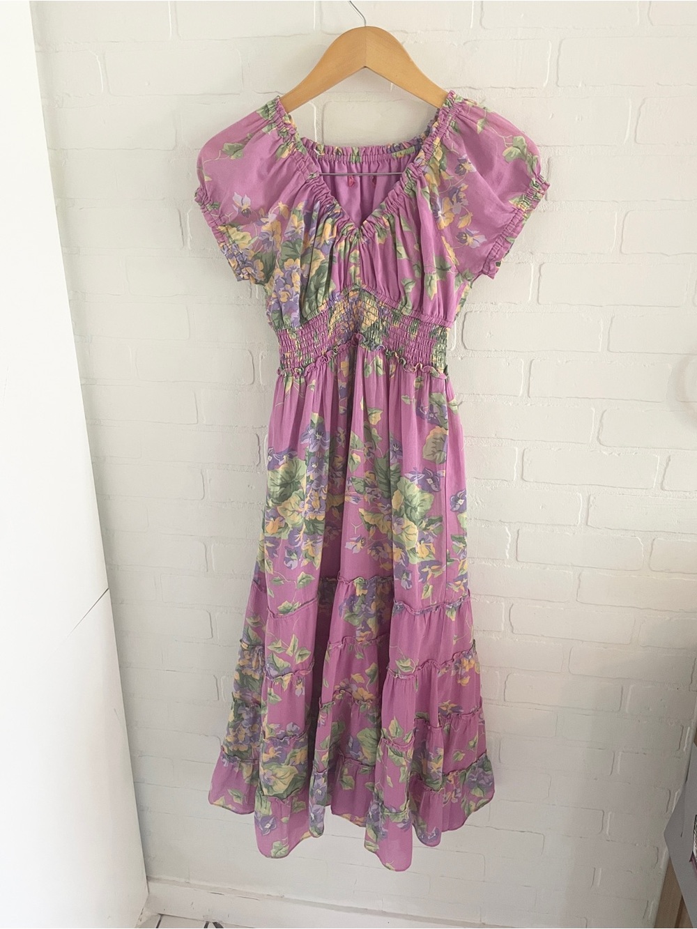 Betsey Johnson Archive 90s Prairie Cotton Smocked Midi Dress Collector Sz S - Picture 2 of 16